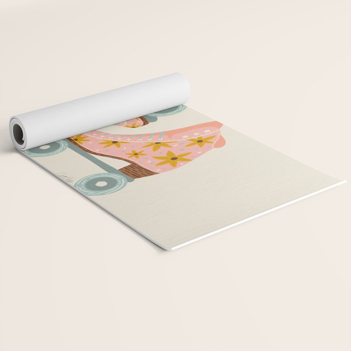 Retro Roller Skates - Blush & Mint Palette Yoga Mat Gallery Image 2
