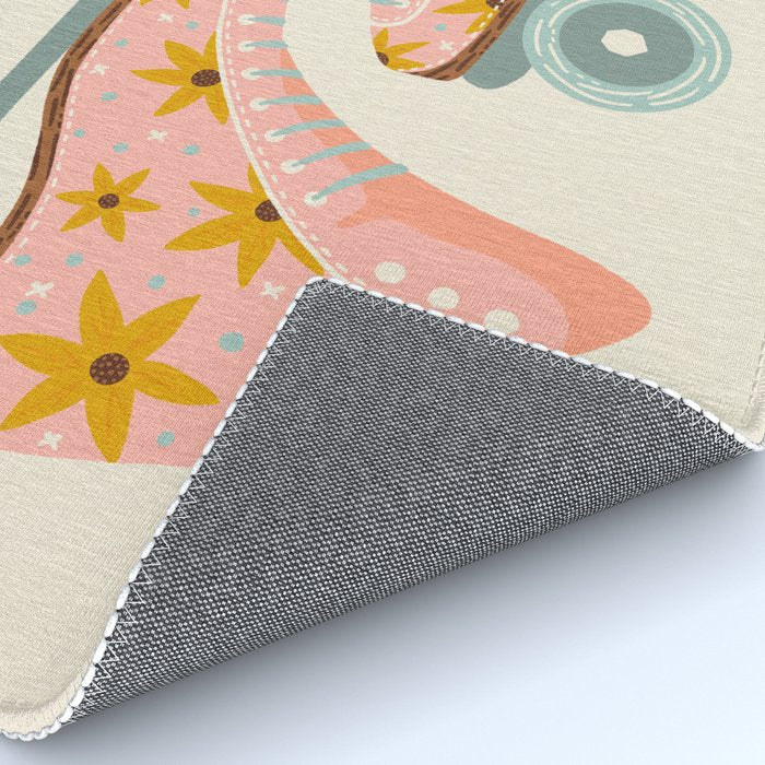 Retro Roller Skates - Blush & Mint Palette Rug Gallery Image 4