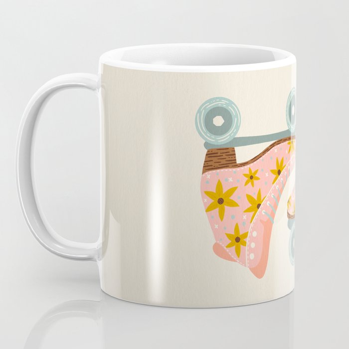 Retro Roller Skates - Blush & Mint Palette Coffee Mug Gallery Image 3