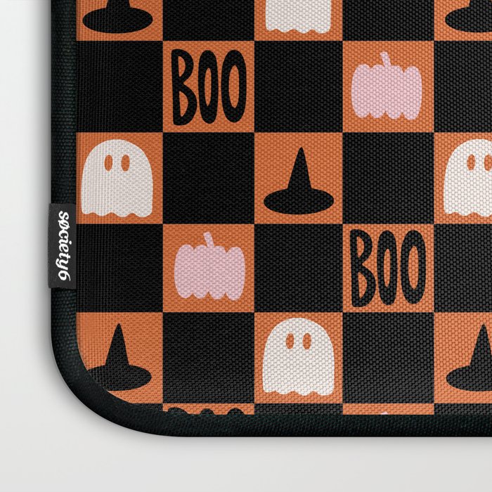Halloween Checkered Print in Orange Laptop Sleeve Gallery Image 3