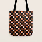 Halloween Checkered Print in Orange Tote Bag Gallery Image 1