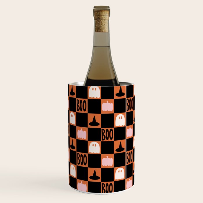 Halloween Checkered Print in Orange Wine Chiller Gallery Image 1