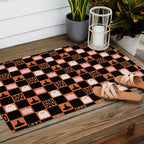 Halloween Checkered Print in Orange Outdoor Rug Gallery Image 2