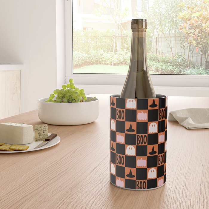 Halloween Checkered Print in Orange Wine Chiller Gallery Image 4