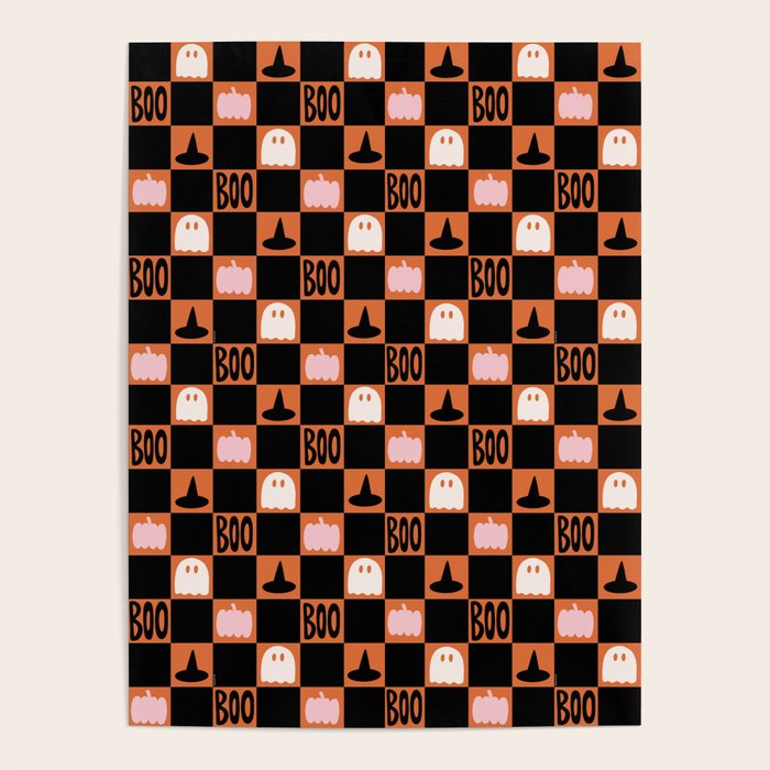 Halloween Checkered Print in Orange Poster Gallery Image 4