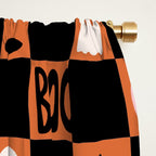 Halloween Checkered Print in Orange Window Curtain Gallery Image 2