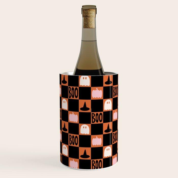 Halloween Checkered Print in Orange Wine Chiller Gallery Image 3
