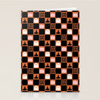 Halloween Checkered Print in Orange Stationery Card Gallery Image 2