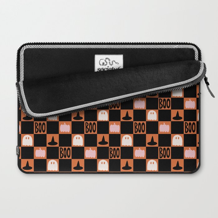 Halloween Checkered Print in Orange Laptop Sleeve Gallery Image 2