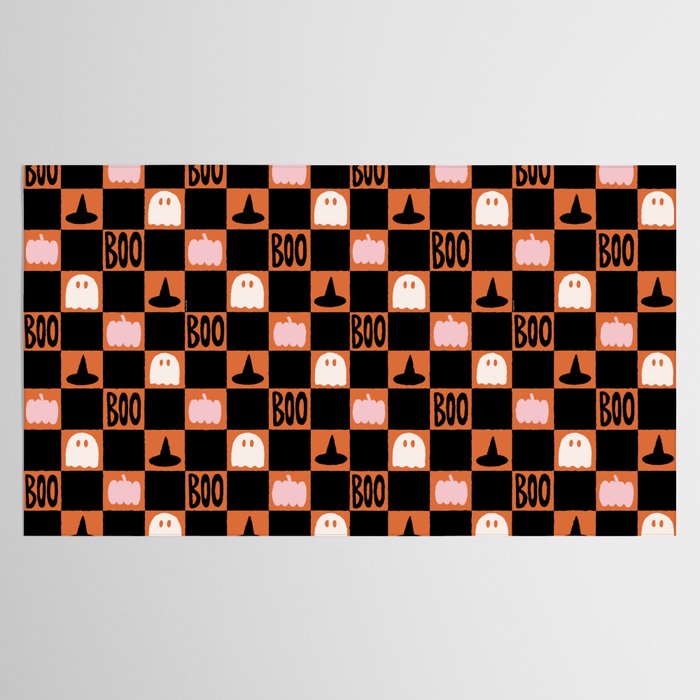 Halloween Checkered Print in Orange Tablecloth Gallery Image 2