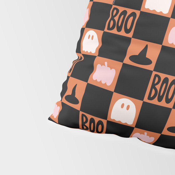 Halloween Checkered Print in Orange Pillow Sham Gallery Image 4
