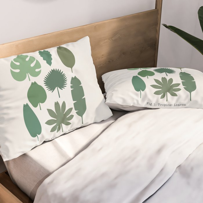 Cat and Plant 39: Tropicat Leaves Pillow Sham Gallery Image 2