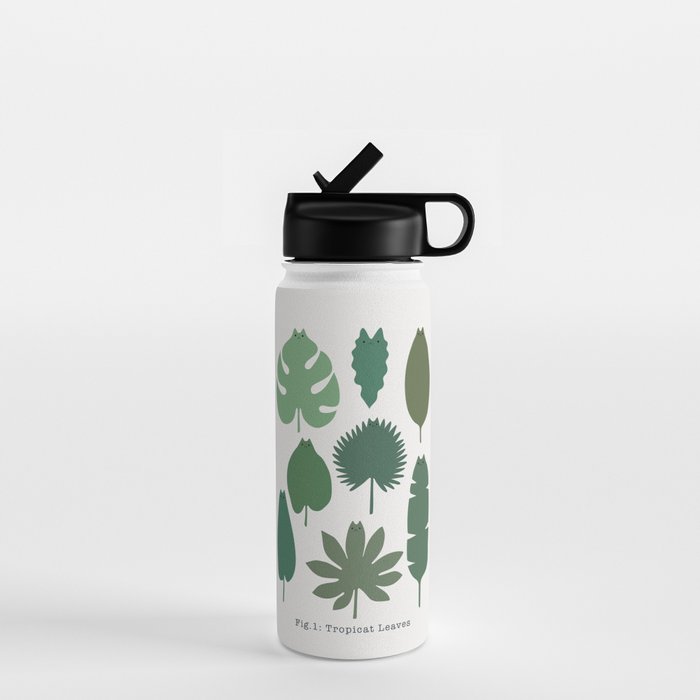 Cat and Plant 39: Tropicat Leaves Water Bottle Gallery Image 1