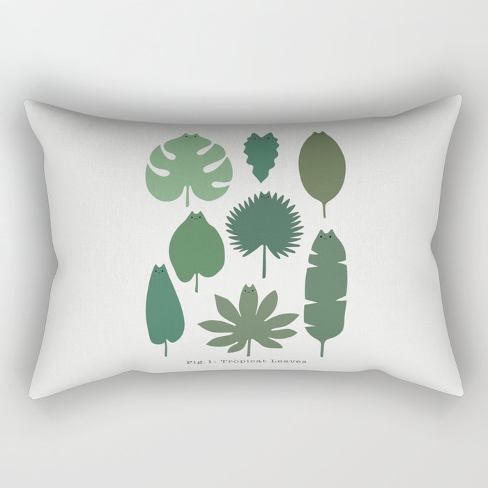 Cat and Plant 39: Tropicat Leaves Rectangular Pillow Gallery Image 1
