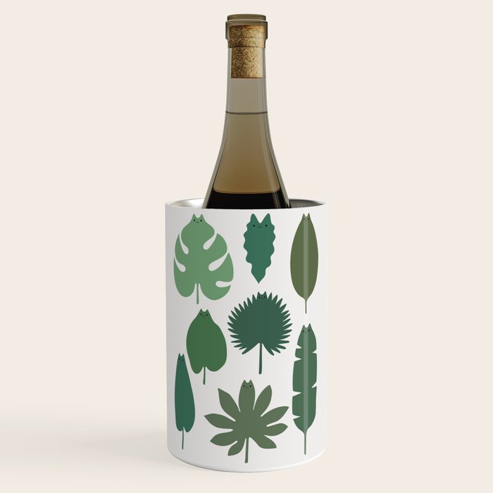 Cat and Plant 39: Tropicat Leaves Wine Chiller Gallery Image 1