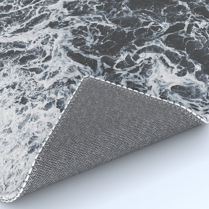 Aerial Ocean - Black and White Sea - Crashing Waves - Travel photography Rug Gallery Image 4