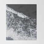 Aerial Ocean - Black and White Sea - Crashing Waves - Travel photography Throw Blanket Gallery Image 2