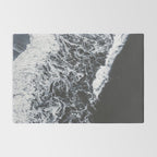Aerial Ocean - Black and White Sea - Crashing Waves - Travel photography Rug Gallery Image 2