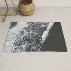 Aerial Ocean - Black and White Sea - Crashing Waves - Travel photography Rug Gallery Image 1