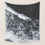 Aerial Ocean - Black and White Sea - Crashing Waves - Travel photography Wall Tapestry Gallery Image 4