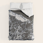 Aerial Ocean - Black and White Sea - Crashing Waves - Travel photography Duvet Cover Gallery Image 6