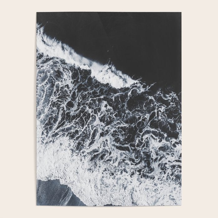 Aerial Ocean - Black and White Sea - Crashing Waves - Travel photography Poster Gallery Image 4