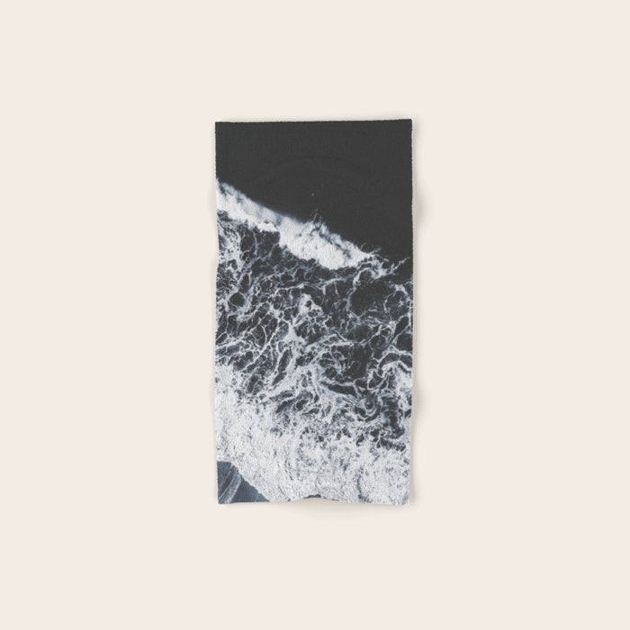 Aerial Ocean - Black and White Sea - Crashing Waves - Travel photography Bath Towel Gallery Image 1