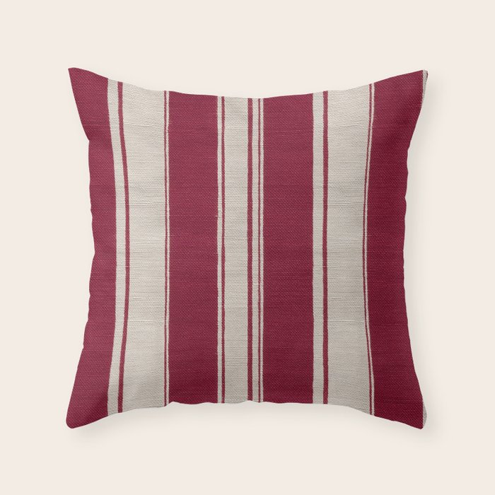 Timeless Crimson Heritage Stripes Throw Pillow Gallery Image 1