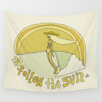 follow the sun lady slide // retro surf art by surfy birdy Wall Tapestry Gallery Image 4