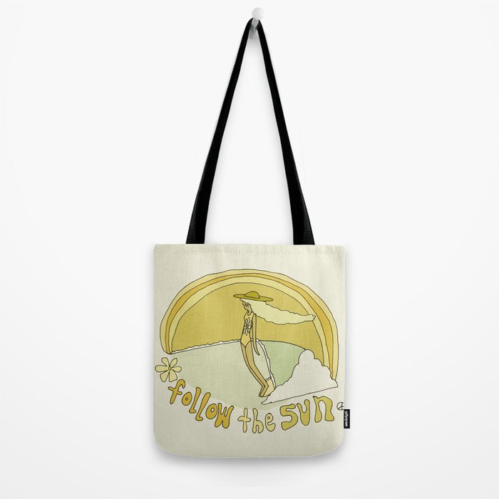 follow the sun lady slide // retro surf art by surfy birdy Tote Bag Gallery Image 2