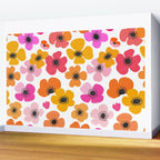 Midcentury Playful Botanical Bold Multicolor Retro Flowers White Wall Mural Gallery Image 2