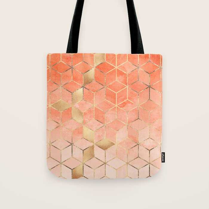 Soft Peach Gradient Cubes Tote Bag Gallery Image 1