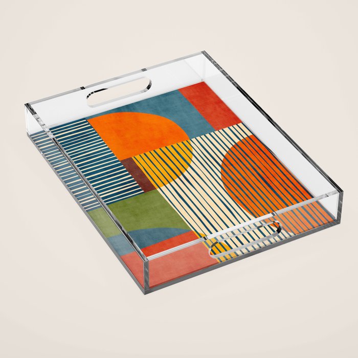Modern Bold Abstract Art Colorful Geometric  Acrylic Tray Gallery Image 1