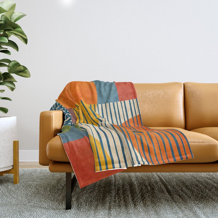 Modern Bold Abstract Art Colorful Geometric  Throw Blanket Gallery Image 1