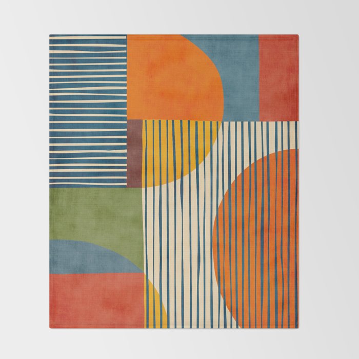 Modern Bold Abstract Art Colorful Geometric  Throw Blanket Gallery Image 2