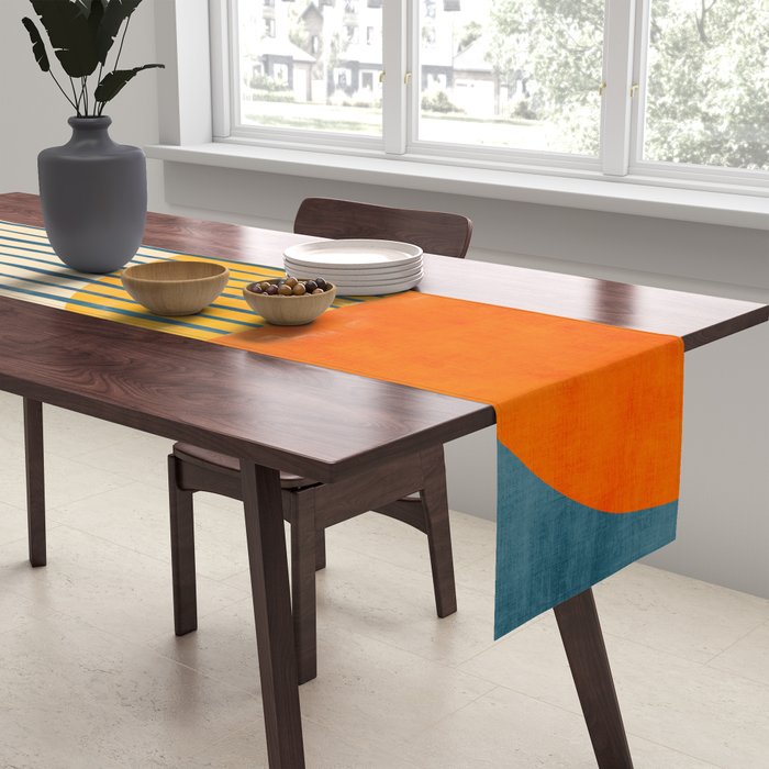 Modern Bold Abstract Art Colorful Geometric  Table Runner Gallery Image 2