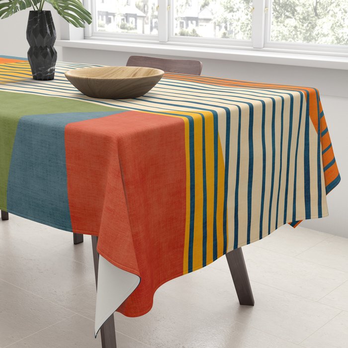 Modern Bold Abstract Art Colorful Geometric  Tablecloth Gallery Image 3