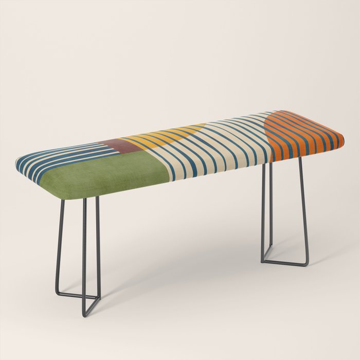 Modern Bold Abstract Art Colorful Geometric  Bench Gallery Image 1