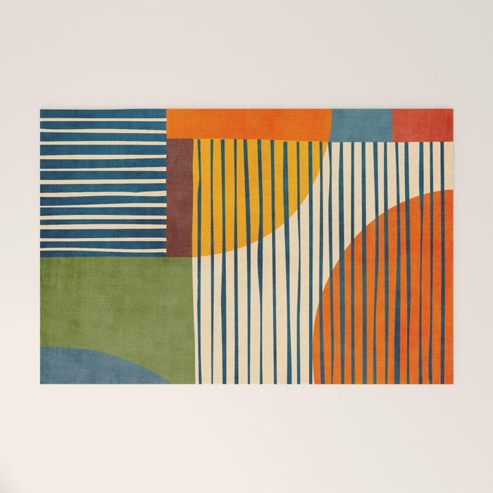 Modern Bold Abstract Art Colorful Geometric  Welcome Mat Gallery Image 1
