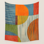 Modern Bold Abstract Art Colorful Geometric  Wall Tapestry Gallery Image 4