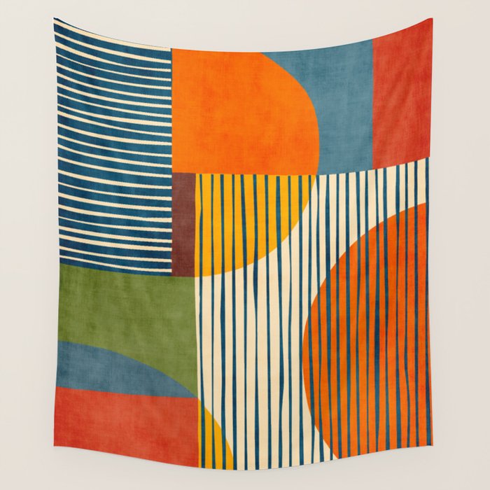 Modern Bold Abstract Art Colorful Geometric  Wall Tapestry Gallery Image 4