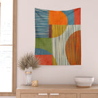 Modern Bold Abstract Art Colorful Geometric  Wall Tapestry Gallery Image 2