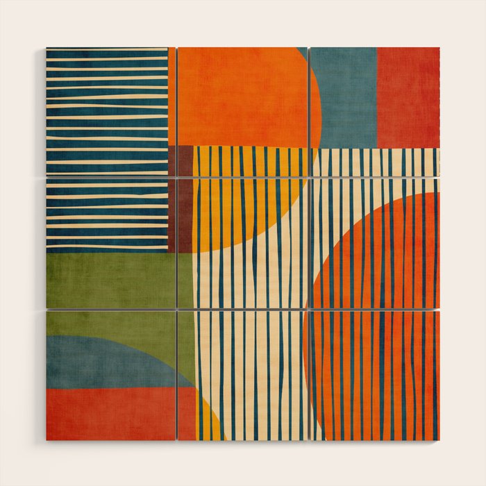 Modern Bold Abstract Art Colorful Geometric  Wood Wall Art Gallery Image 1