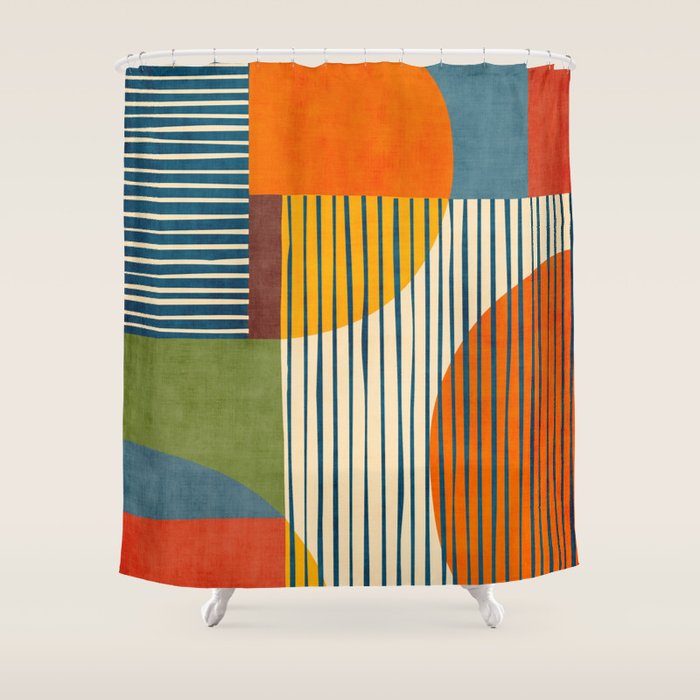 Modern Bold Abstract Art Colorful Geometric  Shower Curtain Gallery Image 1