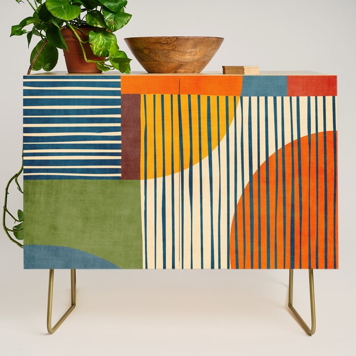 Modern Bold Abstract Art Colorful Geometric  Credenza Gallery Image 1