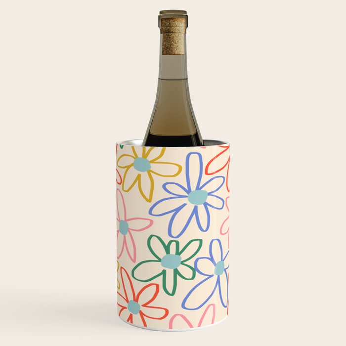 Joyful Flower Lines - rainbow Wine Chiller Gallery Image 1