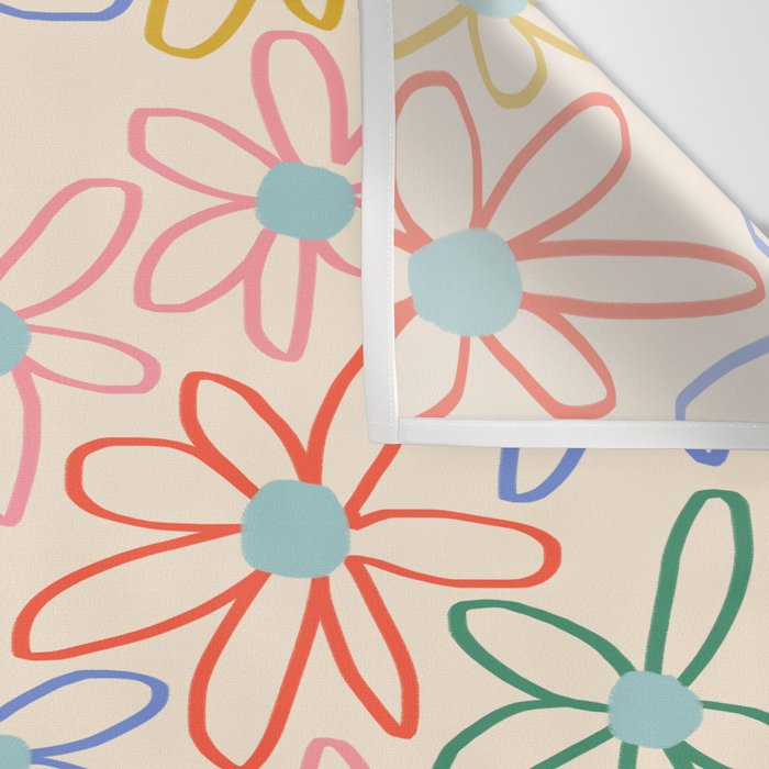 Joyful Flower Lines - rainbow Wall Tapestry Gallery Image 3