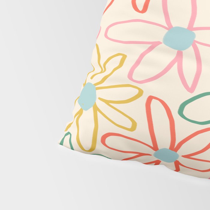 Joyful Flower Lines - rainbow Pillow Sham Gallery Image 4
