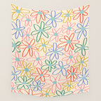 Joyful Flower Lines - rainbow Wall Tapestry Gallery Image 4