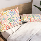 Joyful Flower Lines - rainbow Pillow Sham Gallery Image 2